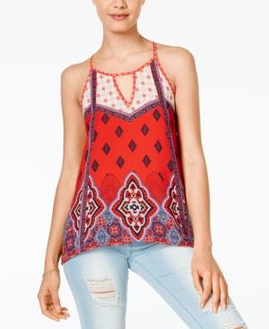 Jolt Juniors' Handkerchief-hem Keyhole Tank Top