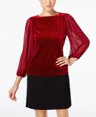 Vince Camuto Velvet Bishop-sleeve Dot-print Top