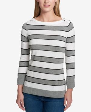 Tommy Hilfiger Striped Embellished Sweater, Created For Macy's