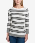 Tommy Hilfiger Striped Embellished Sweater, Created For Macy's