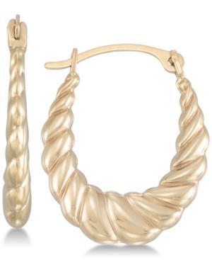Oval Twist-look Hoop Earrings In 10k Gold