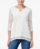 Jm Collection Petite Perforated Keyhole Top, Only At Macy's