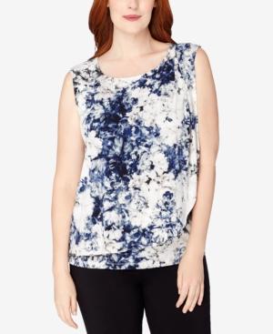 Tahari Asl Plus Size Printed Layered Top