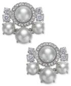 Kate Spade New York Silver-tone Imitation Pearl And Pave Cluster Stud Earrings