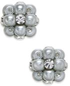 Charter Club Imitation Pearl And Crystal Cluster Earrings, Created For Macy's
