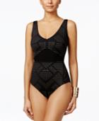 Calvin Klein Tummy Control Metallic-print One-piece Swimsuit Women's Swimsuit