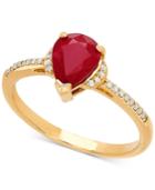 Certified Ruby (1-1/3 Ct. T.w.) & Diamond Accent Ring In 14k Gold