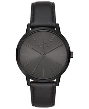Ax Armani Exchange Men's Cayde Black Leather Strap Watch 42mm