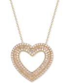 Tiara Cubic Zirconia Baguette Heart 18 Pendant Necklace In Sterling Silver