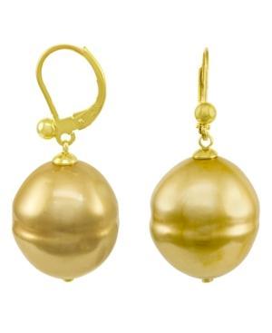 Majorica 18k Gold Over Sterling Silver Earrings, Organic Man-made Baroque Pearl