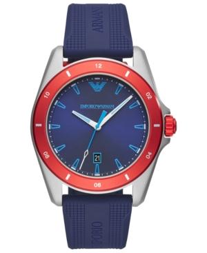 Emporio Armani Men's Blue Silicone Strap Watch 44mm