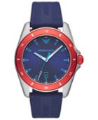 Emporio Armani Men's Blue Silicone Strap Watch 44mm