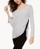 Inc International Concepts Striped Drawstring Top, Created For Macy's