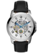 Fossil Men's Automatic Grant Black Leather Strap Watch 44mm Me3053