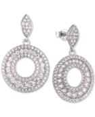 Tiara Cubic Zirconia Circle Drop Earrings In Sterling Silver