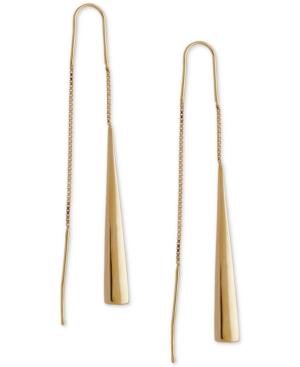 Polished Elongated Triangle Threader Earrings In 14k Gold