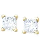 Diamond Earrings, 10k Gold Princess-cut Diamond Stud Earrings (1/5 Ct. T.w.)