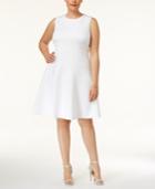 Calvin Klein Plus Size Seamed Scuba Fit & Flare Dress