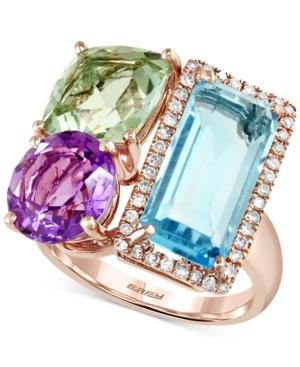 Mosaic By Effy Multi-stone (10-1/8 Ct. T.w.) And Diamond (1/5 Ct. T.w.) Ring In 14k Rose Gold