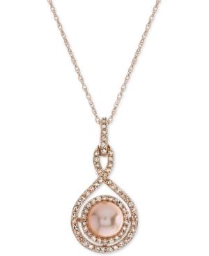 Pink Cultured Freshwater Pearl (6-1/2mm) & Diamond (1/4 Ct. T.w.) 18 Pendant Necklace