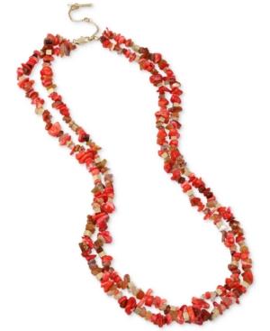 Kenneth Cole Coral Canyon Gold-tone Red Chip Bead Necklace