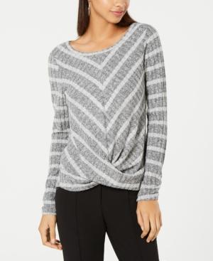 Bcx Juniors' Striped Twist-front Sweater