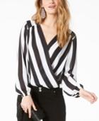 I.n.c. Striped Surplice Top, Created For Macy's
