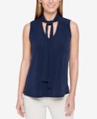 Tommy Hilfiger Tie-neck Sleeveless Blouse, Created For Macy's