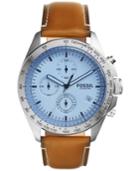 Fossil Men's Chronograph Sport 54 Light Brown Leather Strap Watch 44mm Ch3022