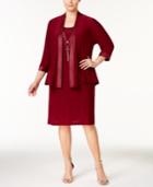 R & M Richards Plus Size Necklace Dress & Metallic-trim Jacket