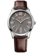 Hugo Boss Men's Ambassador Brown Leather Strap Watch 43mm 1513041