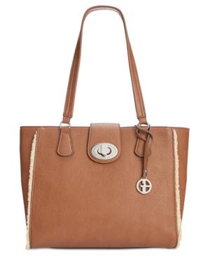 Giani Bernini Faux-shearling-trim Tote, Only At Macy's