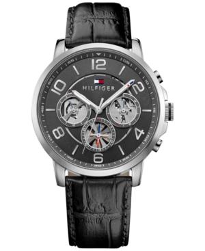 Tommy Hilfiger Men's Sophisticated Sport Black Leather Strap Watch 44mm 1791289