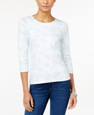 Charter Club Petite Coral-print Top, Only At Macy's
