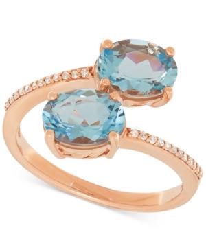 Aquamarine (2-1/5 Ct. T.w.) & Diamond Accent Bypass Ring In 10k Rose Gold