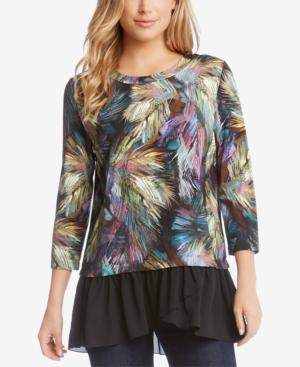 Karen Kane Printed Ruffle-hem Top
