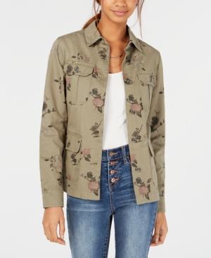 American Rag Juniors' Cotton Floral Camo Trucker Jacket, Created For Macy's