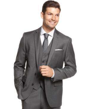 Ryan Seacrest Distinction Grey Striped Slim-fit Jacket