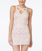 Crystal Doll Juniors' Sequined Lace Bodycon Dress