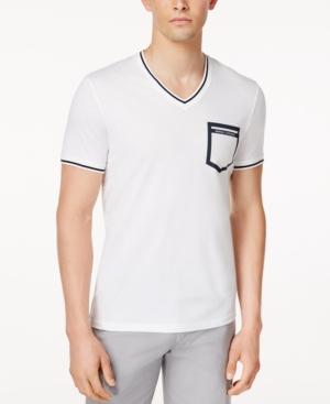 Armani Exchange Men's V-neck Striped-trim T-shirt