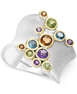 Effy Multi-gemstone Bezel Ring (1 Ct. T.w.) In Sterling Silver & 14k Gold
