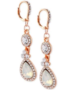 Say Yes To The Prom Rose Gold-tone Crystal & White Stone Drop Earrings