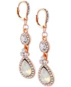 Say Yes To The Prom Rose Gold-tone Crystal & White Stone Drop Earrings