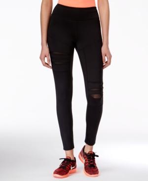 Jessica Simpson The Warm Up Juniors' Ripped Mesh-trim Leggings
