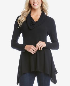Karen Kane Cowl-neck Handkerchief-hem Sweater
