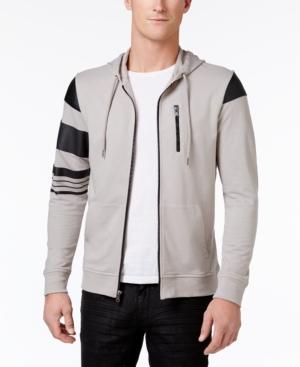 Inc International Concepts Men's Zip-front Hoodie With Faux-leather Piecing, Created For Macy's