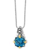 Effy Balissima Blue Topaz Pendant Necklace (6-1/5 Ct. T.w.) In Sterling Silver And 18k Gold