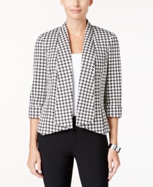 Kasper Houndstooth-print Open-front Callie Jacket