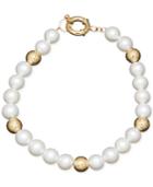 Honora Style Cultured Freshwater Pearl (7mm) And Bead Bracelet In 14k Gold