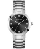 Bulova Men's Diamond Accent Stainless Steel Bracelet Watch 38mm 96d124